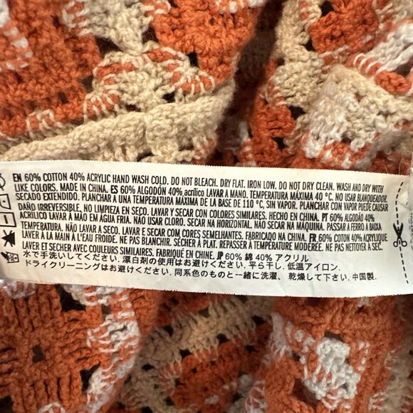 Forever 21 Crochet Design Open Front Cardigan M/L Cottagecore Fringe Boho - Picture 5 of 5